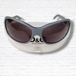 Dolce & Gabbana DG 418S 851 115 Vintage Y2K Blue/Grey Rectangle Frame Sunglasses